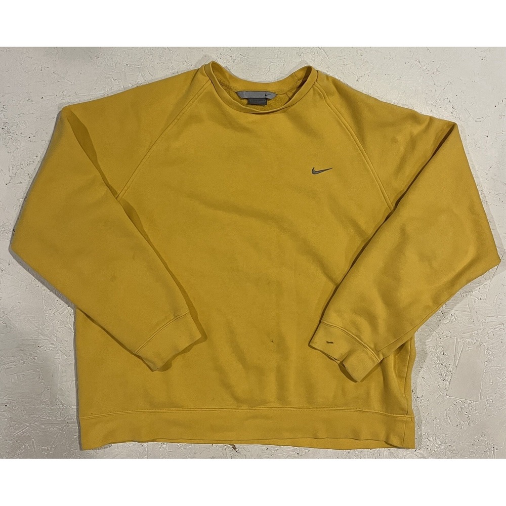 Vintage 2000's Nike Crewneck‎ Sweatshirt Mens Large Yellow Gray Tag Swoosh